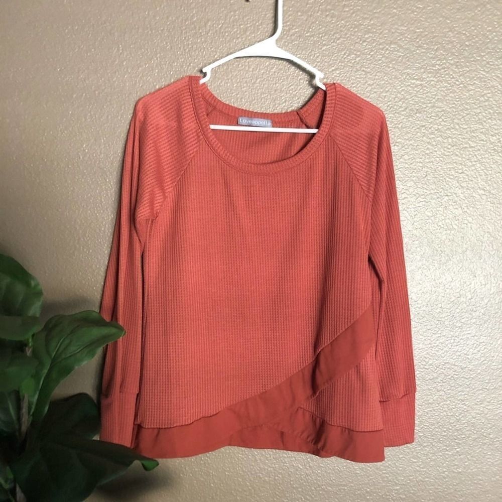 Loveapella Orange Waffle Knit Long Sleeve